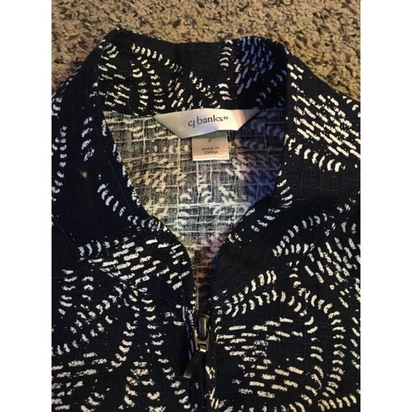 CJ Banks Jacket Womens X 14W Used Navy No Collar Zip Front Lightweight - Picture 10 of 12